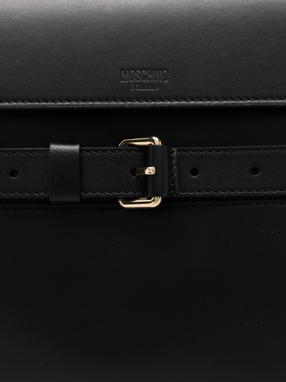 Moschino Rectangular Shoulder Bag With Structured Flap Zwart