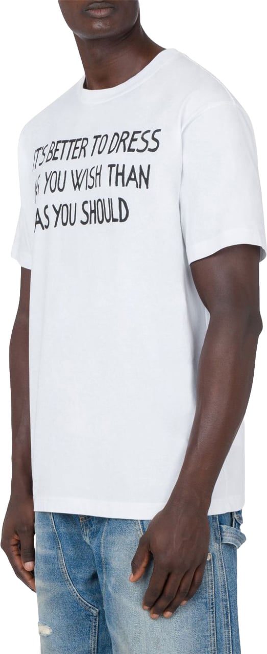 Moschino Slogan Print Cotton Jersey T-Shirt Wit