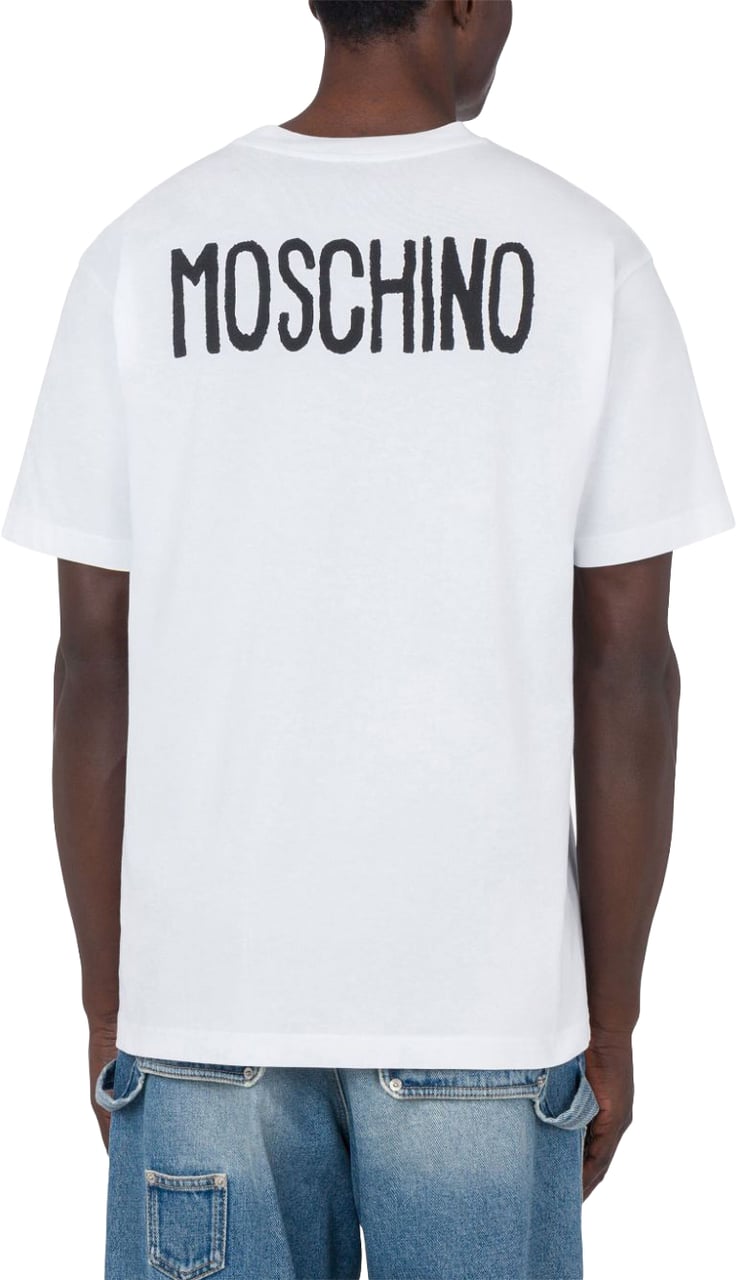 Moschino Slogan Print Cotton Jersey T-Shirt Wit