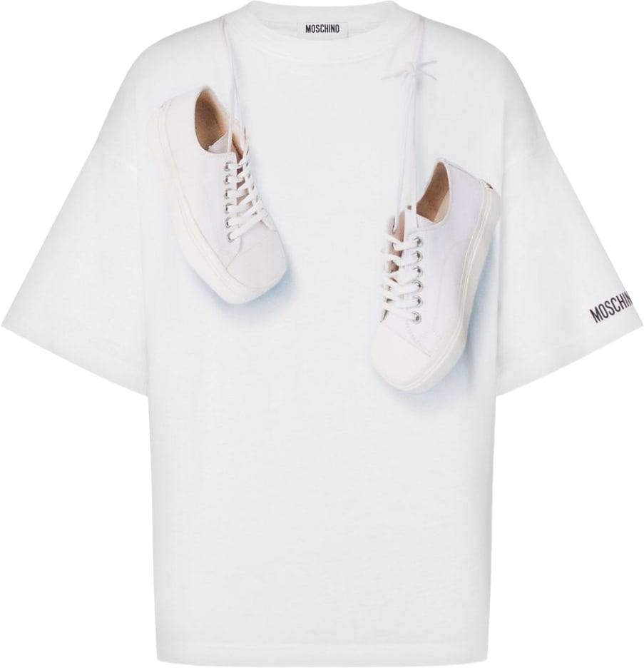 Moschino Short-Sleeved Top with Playful 3D Sneaker Design Wit