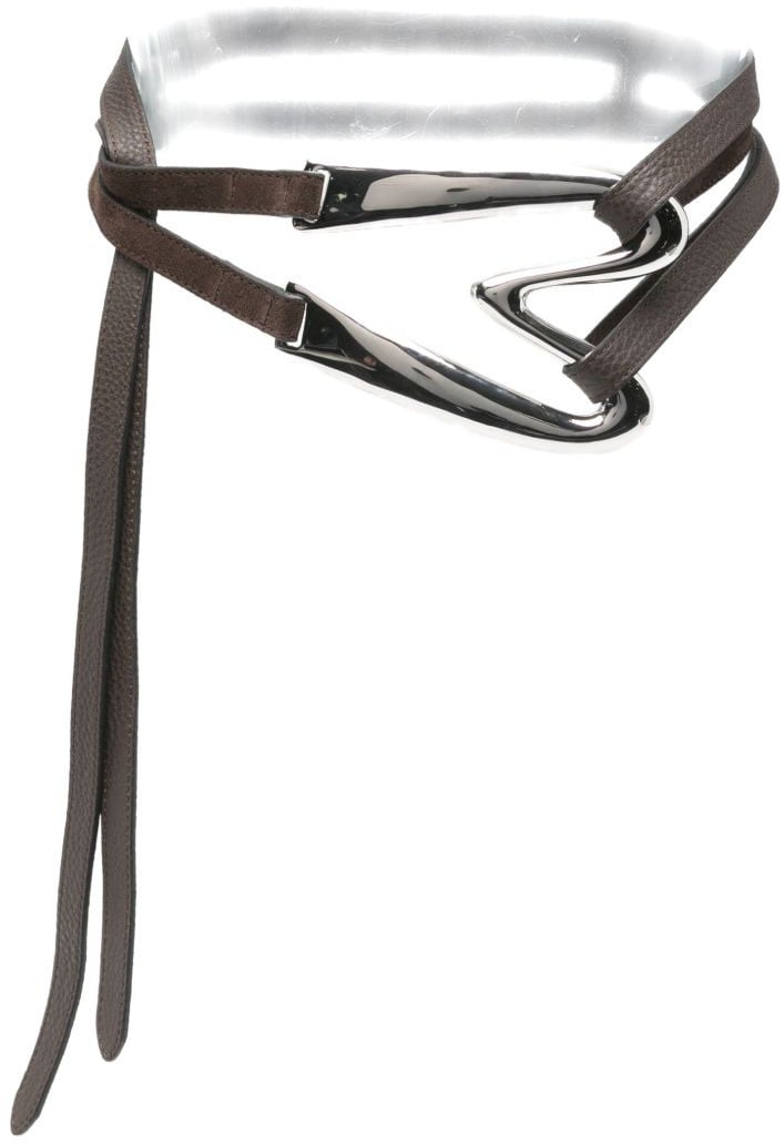 Moschino Chocolate Brown Wrap Design Leather Belt Bruin