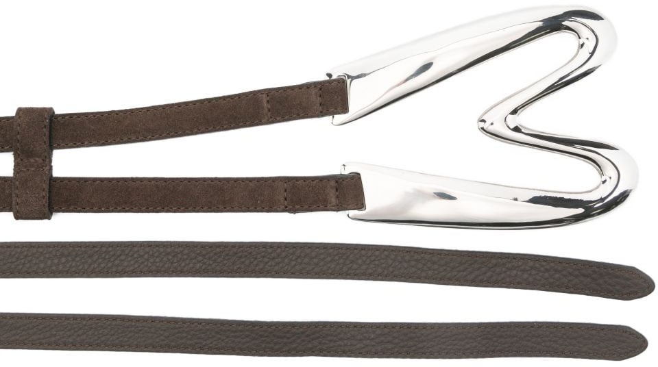 Moschino Chocolate Brown Wrap Design Leather Belt Bruin