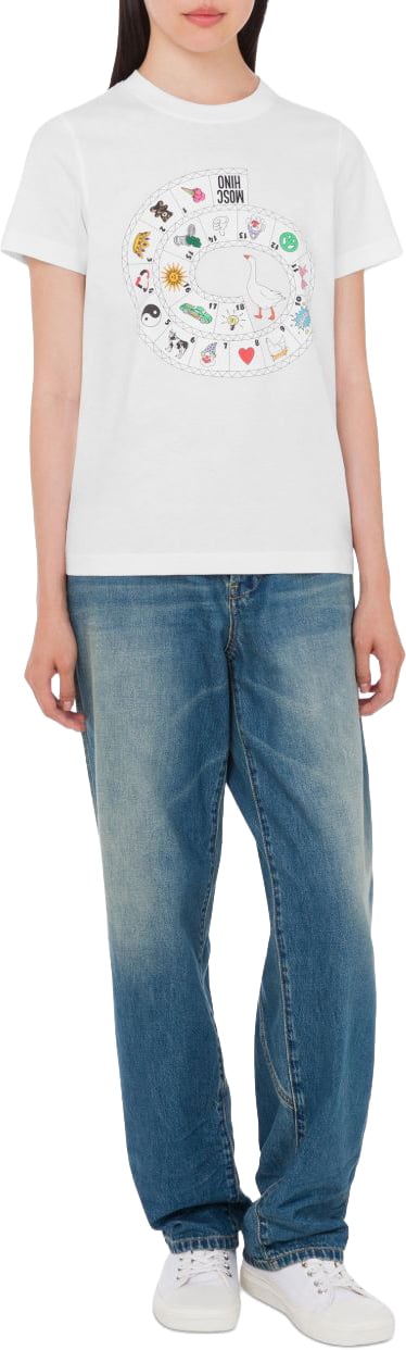 Moschino Short-Sleeve Silk and Nylon Top Wit