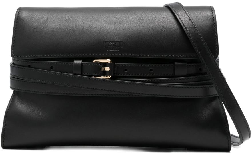 Moschino Structured Black Silk And Nylon Bag Zwart
