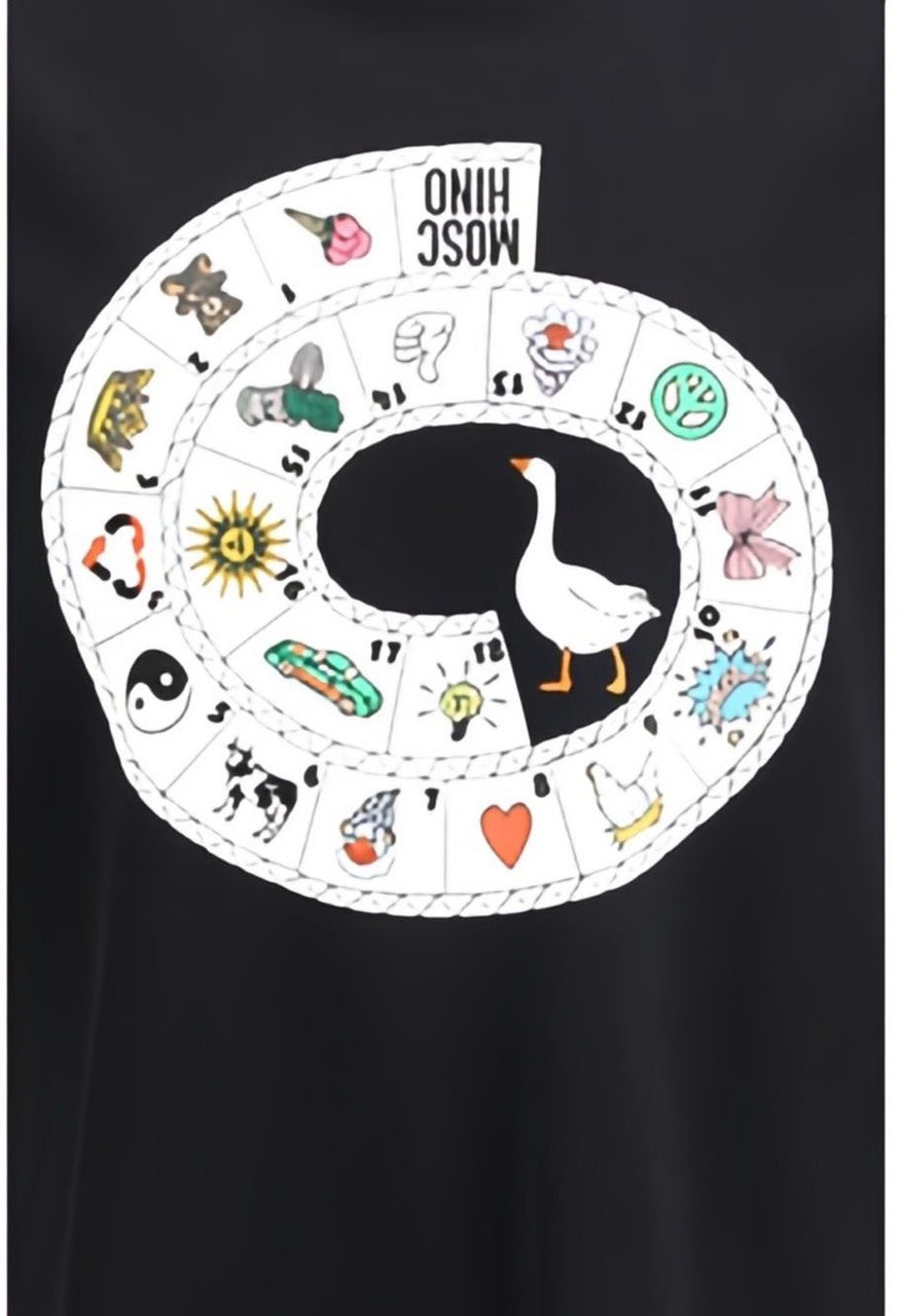 Moschino Short-Sleeve T-Shirt With Board Game-Inspired Design Zwart