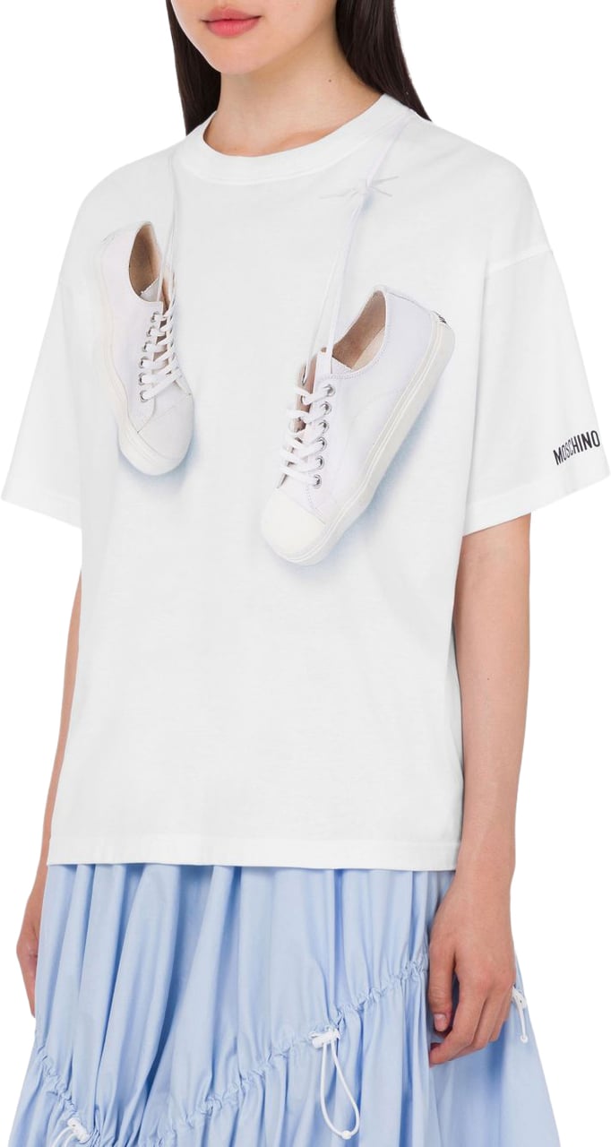 Moschino Short-Sleeved Top with Playful 3D Sneaker Design Wit