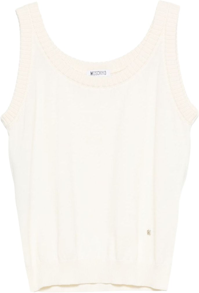 Moschino Beige Sleeveless Tie Top Neutraal