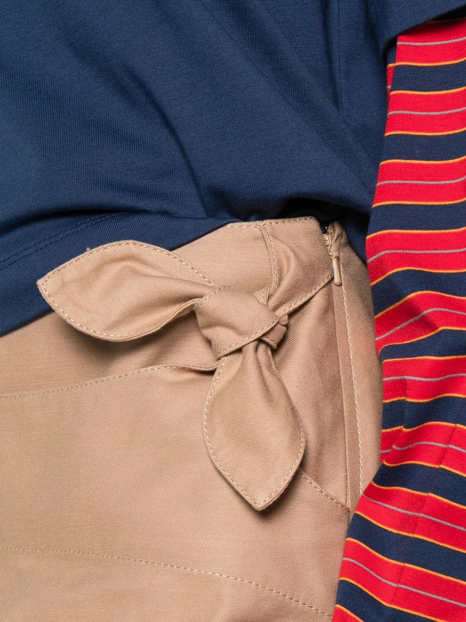 Moschino Beige Cotton Twill Bow Detail Skirt Neutraal