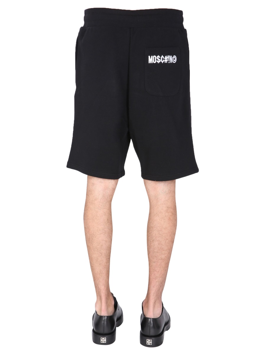 Moschino BERMUDA WITH LOGO EMBROIDERED Zwart