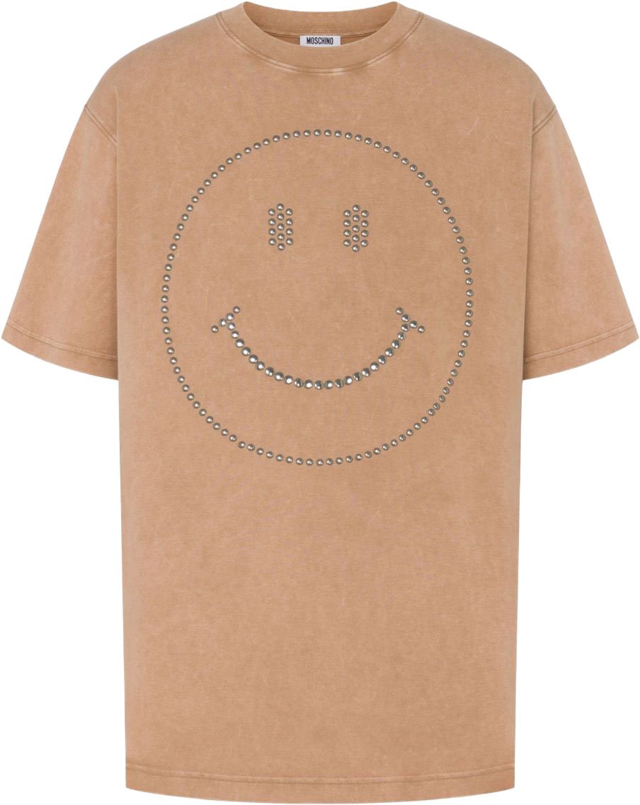 Moschino Smiley Face Studded Short-Sleeve T-Shirt Bruin