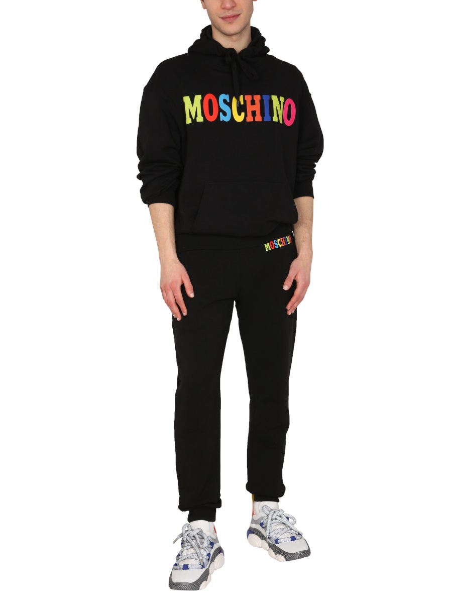 Moschino MULTICOLOR LOGO JOGGING PANTS Zwart