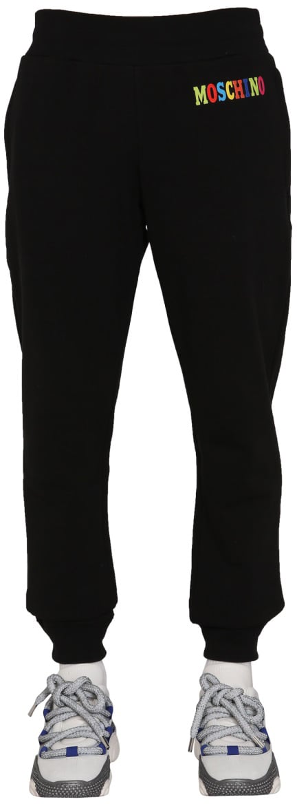 Moschino MULTICOLOR LOGO JOGGING PANTS Zwart