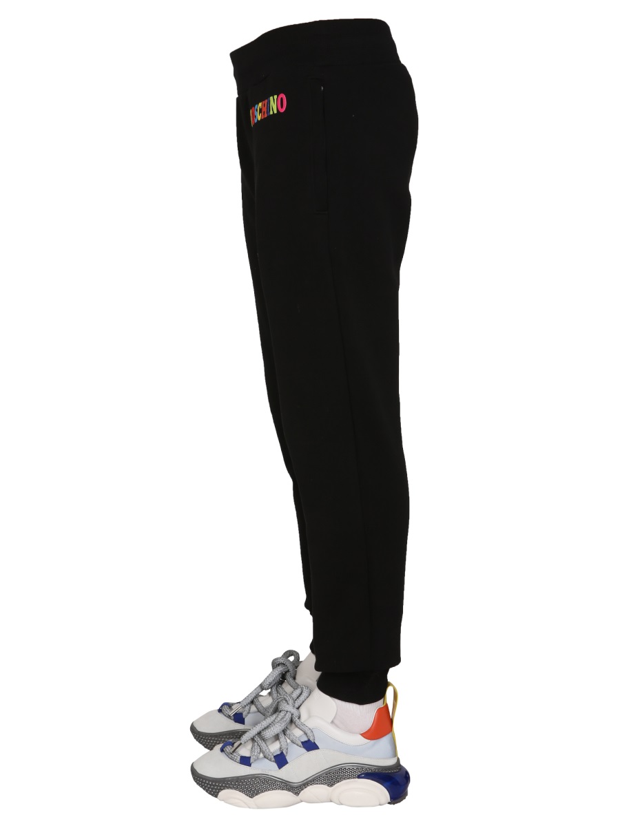 Moschino MULTICOLOR LOGO JOGGING PANTS Zwart