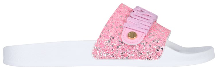 Moschino LETTERING LOGO SLIDE SANDALS Roze