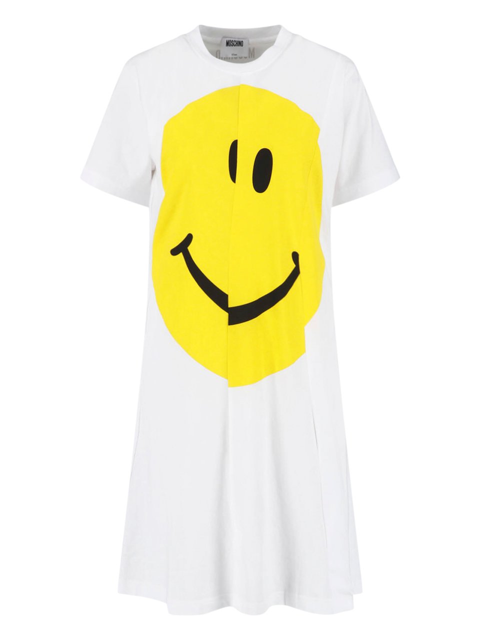 Moschino White Smiley Print Cotton Mini Dress Wit