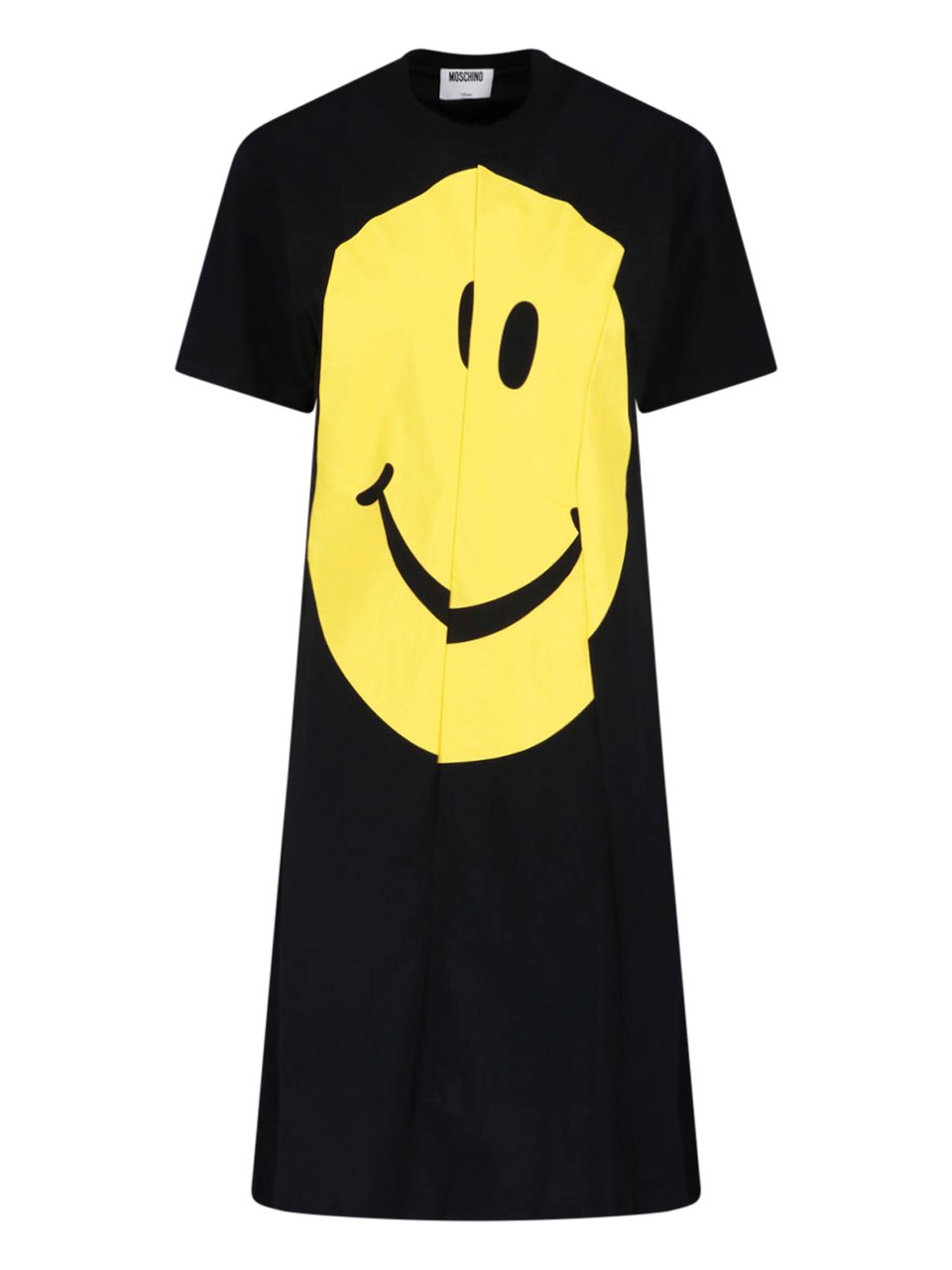 Moschino Black A-line Smiley Graphic Mini Dress Zwart