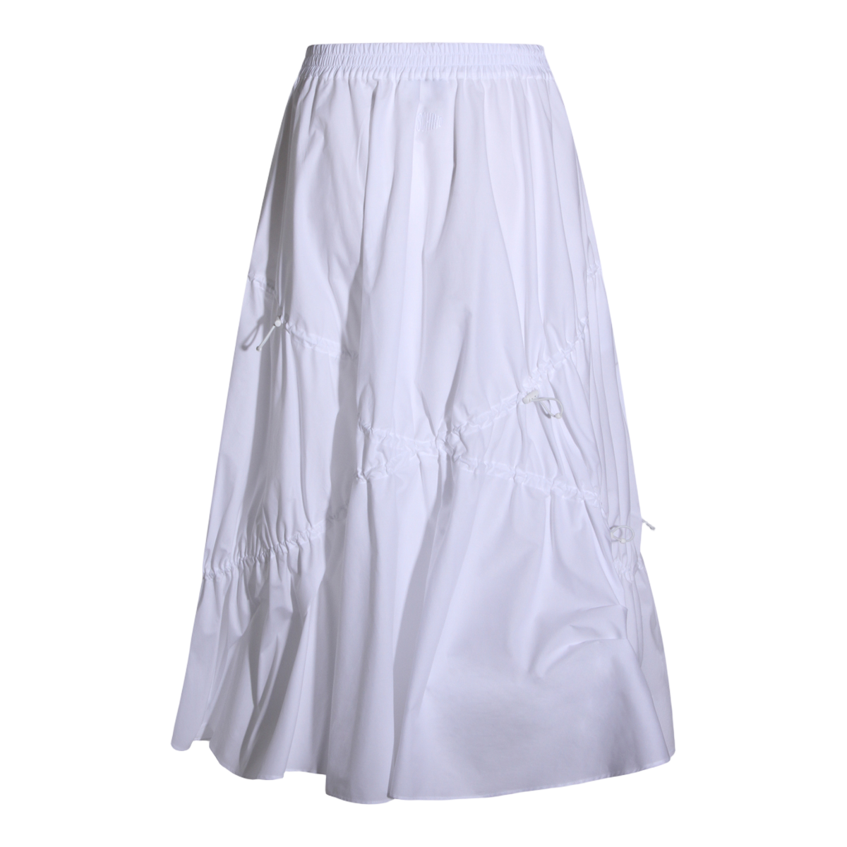 Moschino Flowing White Midi Skirt with Adjustable Drawstrings Wit