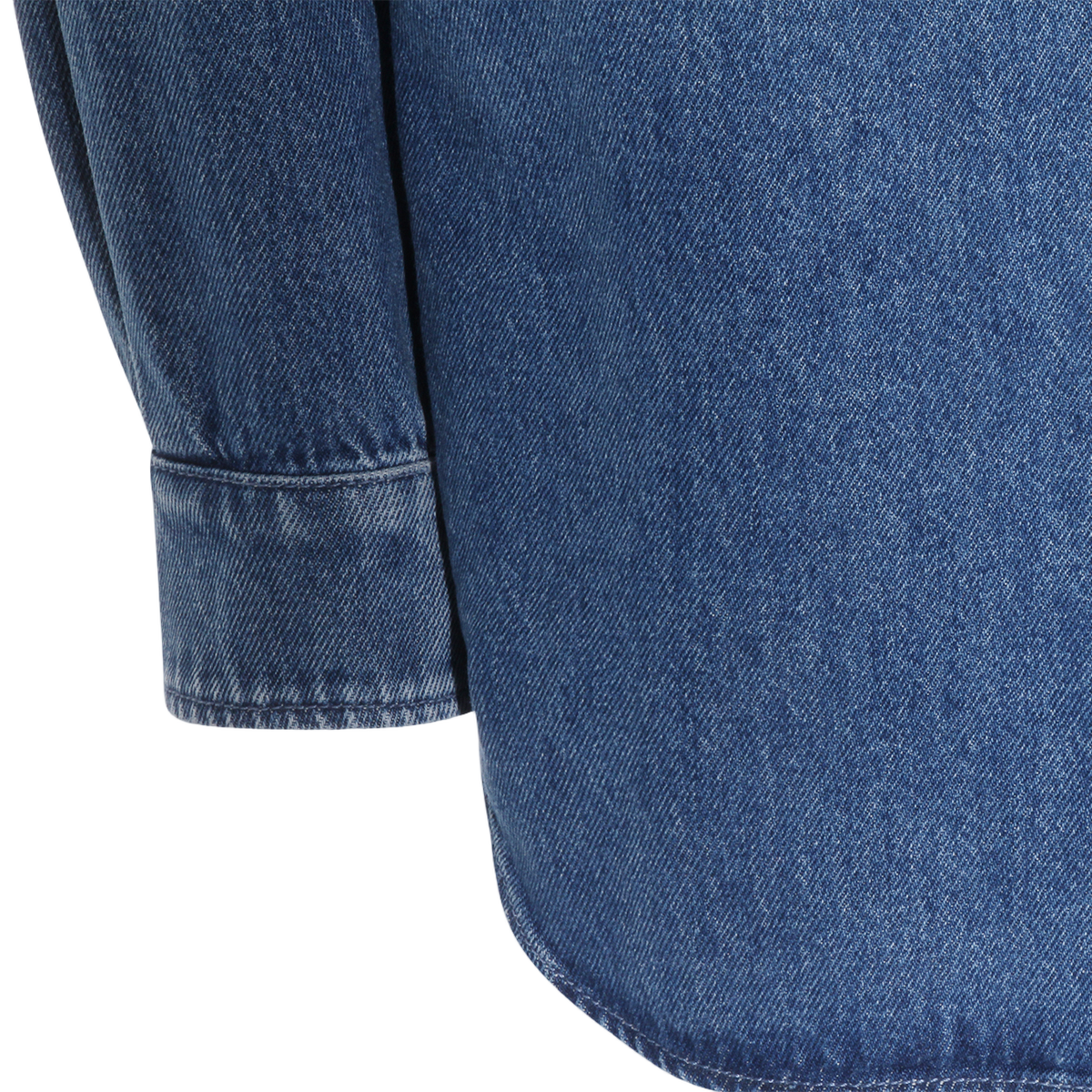 Moschino Frayed Heart-Patch Denim Shirt Blauw