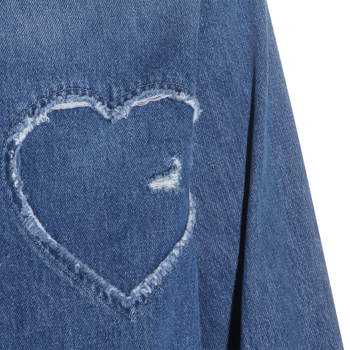 Moschino Frayed Heart-Patch Denim Shirt Blauw