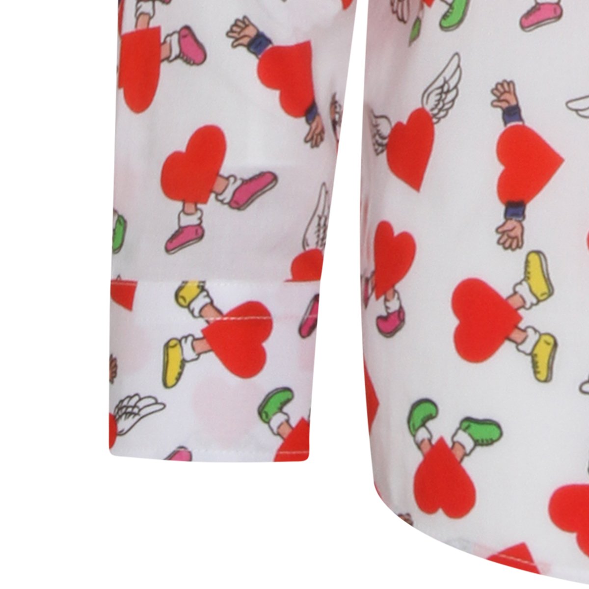 Moschino Long-Sleeve White Casual Shirt with Heart Motif Wit