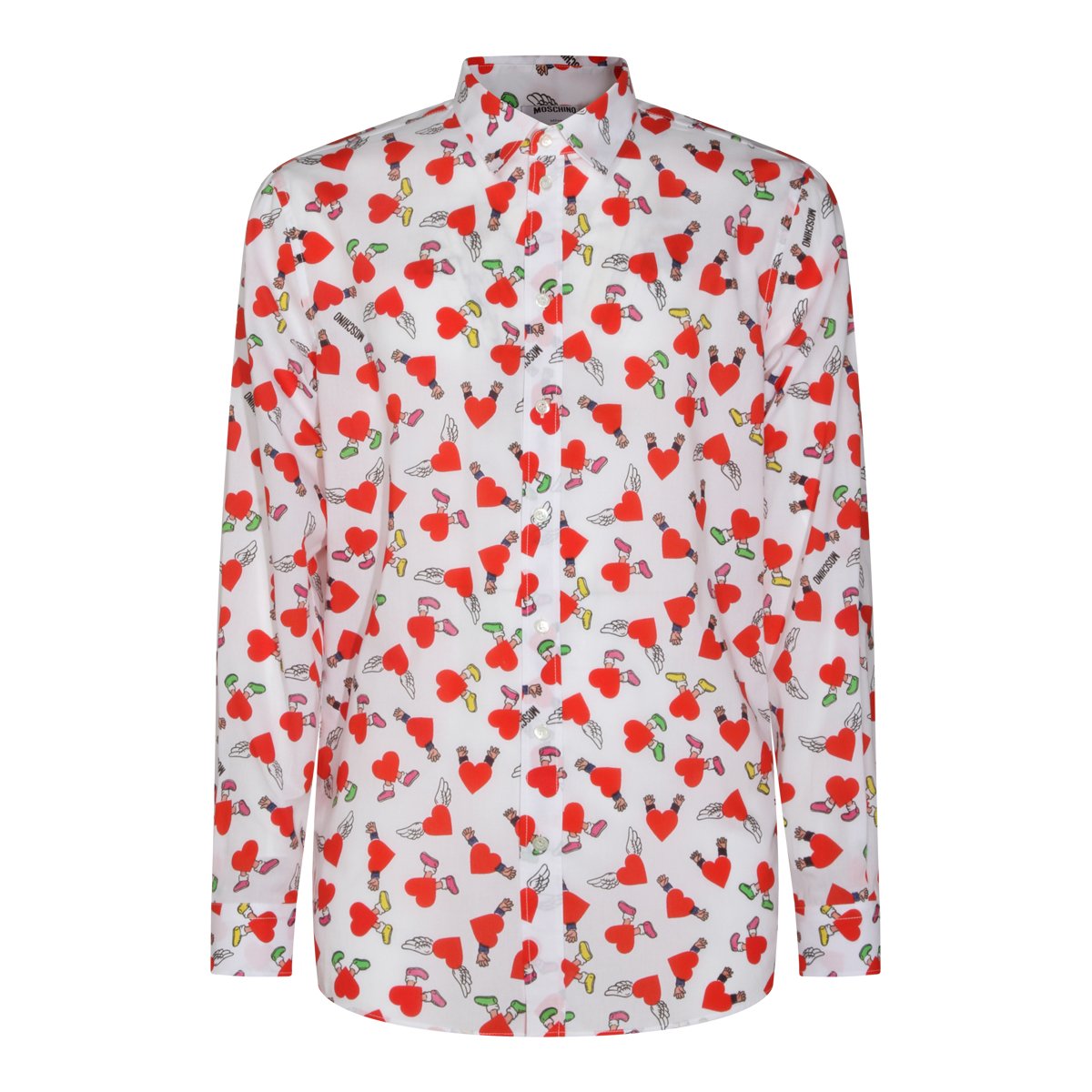 Moschino Long-Sleeve White Casual Shirt with Heart Motif Wit