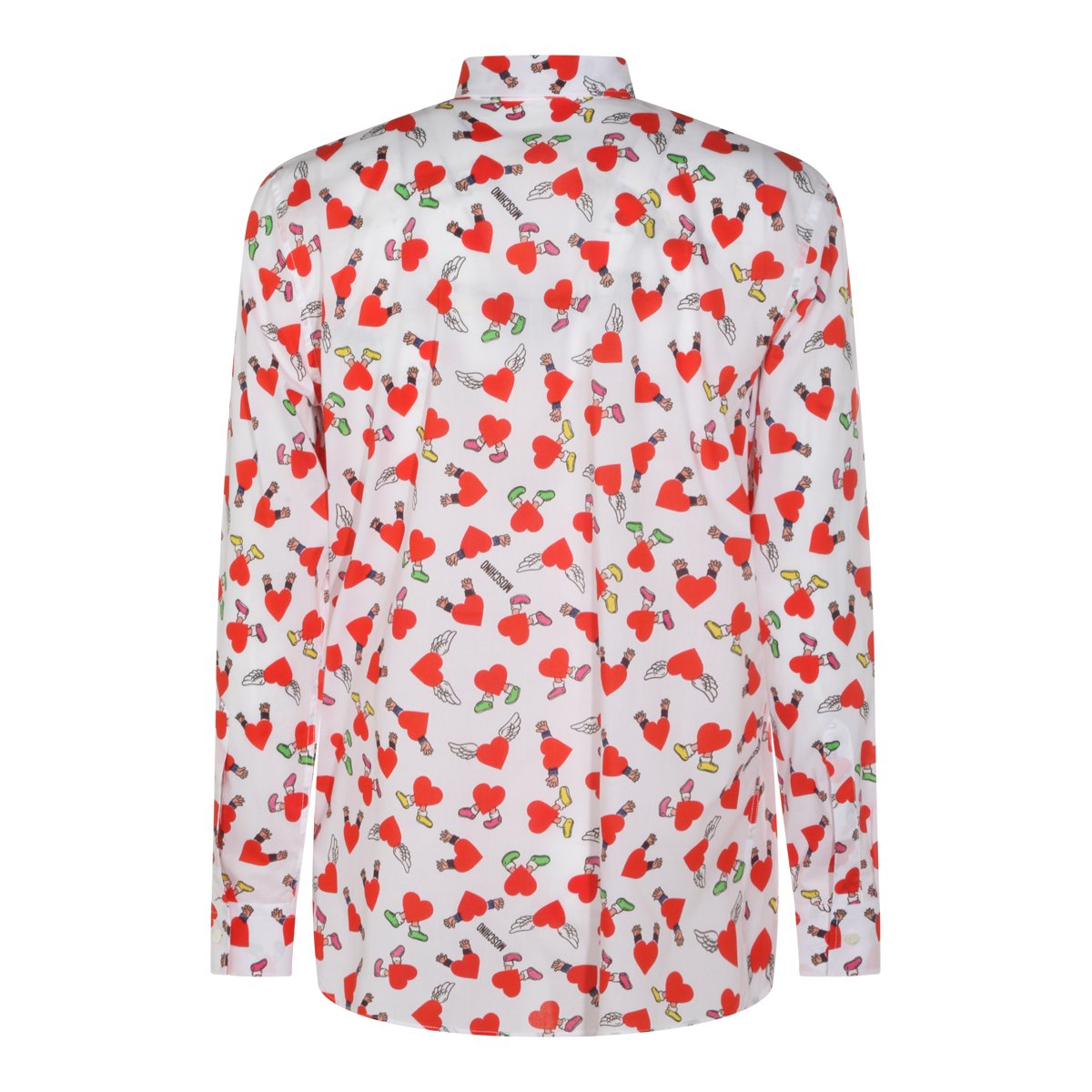 Moschino Long-Sleeve White Casual Shirt with Heart Motif Wit