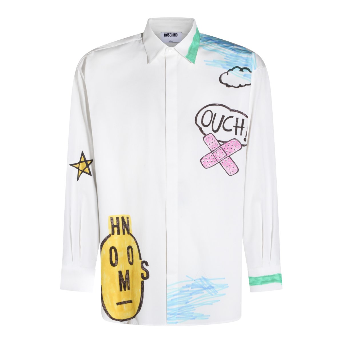 Moschino White Cotton Printed Shirt Wit