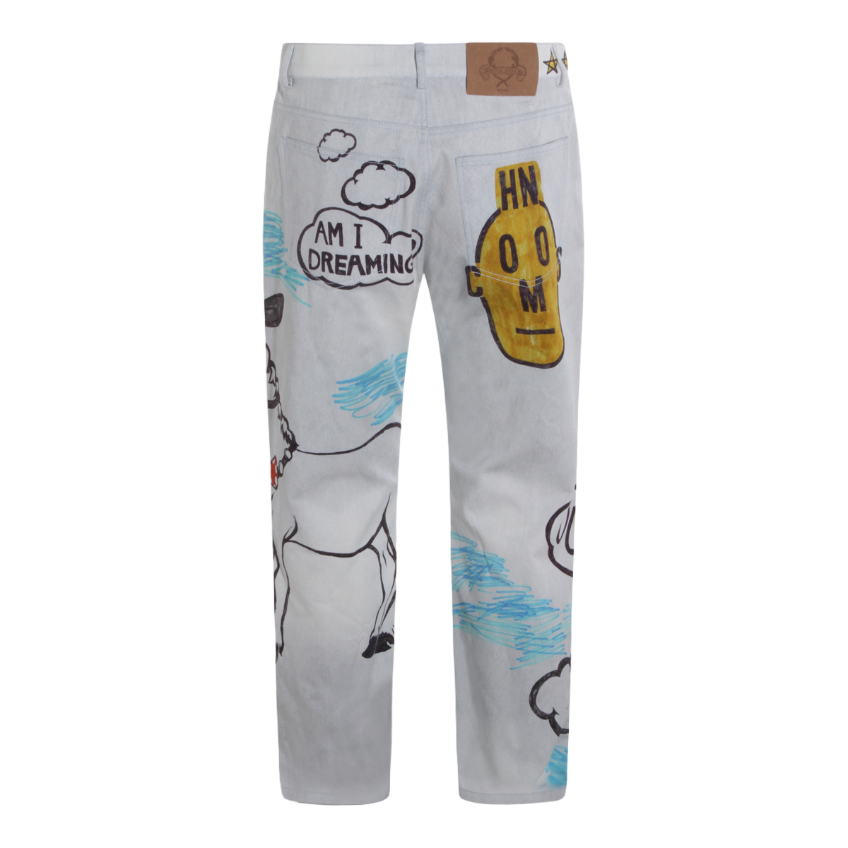 Moschino White Jeans with Graffiti-Inspired Artwork Wit