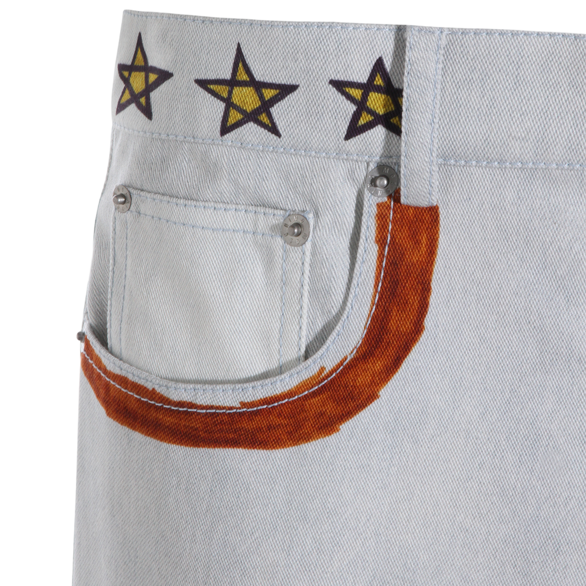 Moschino White Jeans with Graffiti-Inspired Artwork Wit