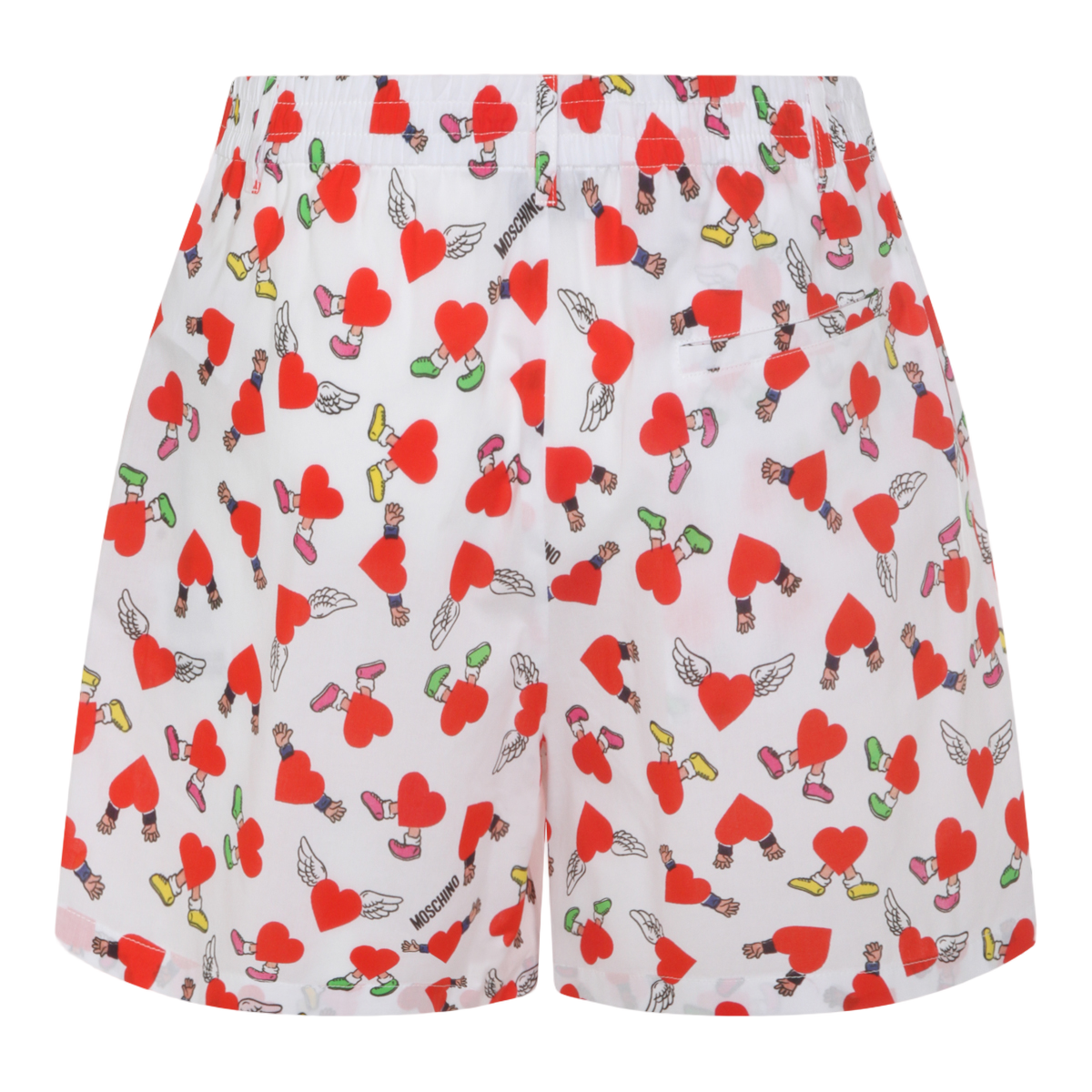 Moschino White Shorts with Playful Heart Wit