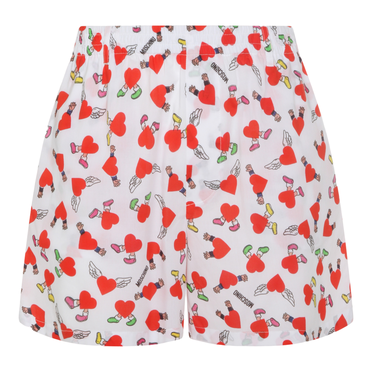Moschino White Shorts with Playful Heart Wit