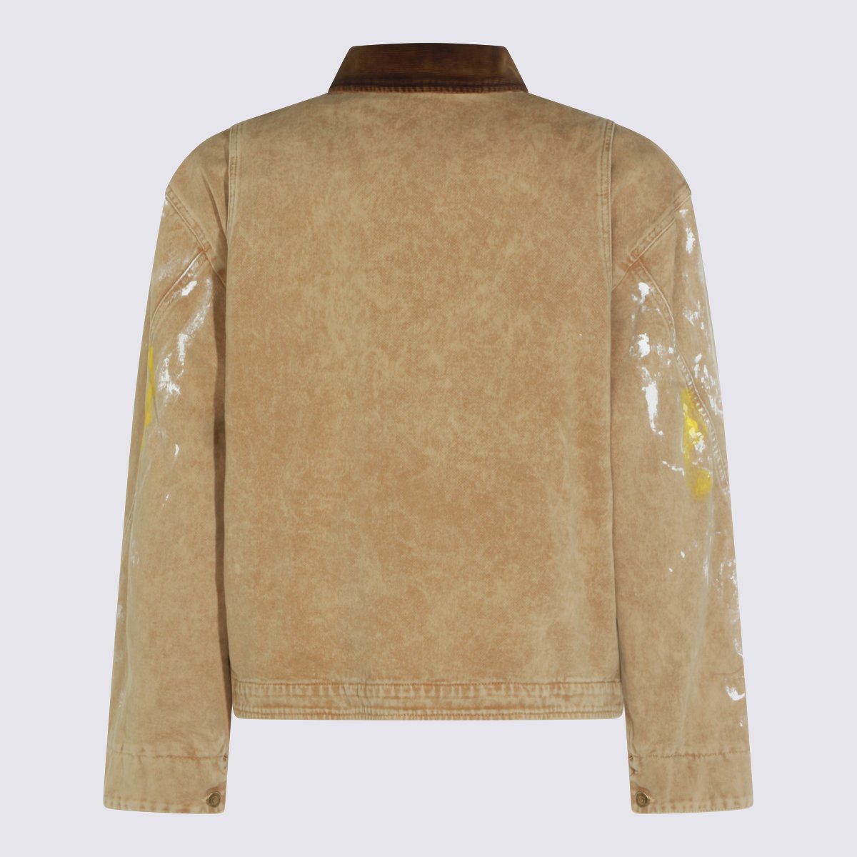 Moschino Artistic Light Brown Jacket with Contrasting Corduroy Collar Bruin