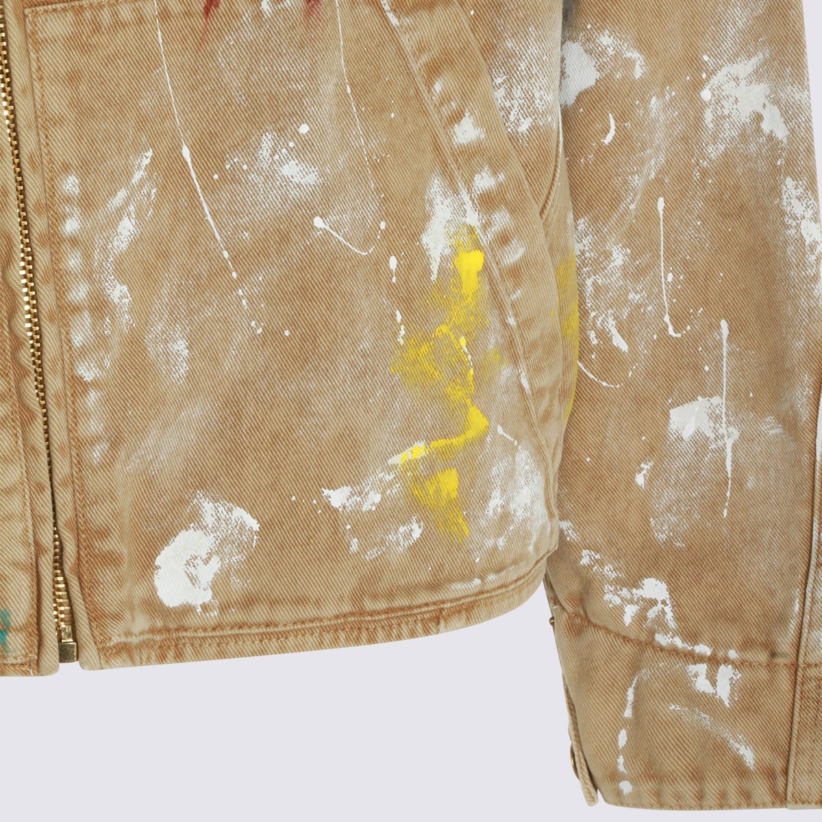 Moschino Artistic Light Brown Jacket with Contrasting Corduroy Collar Bruin