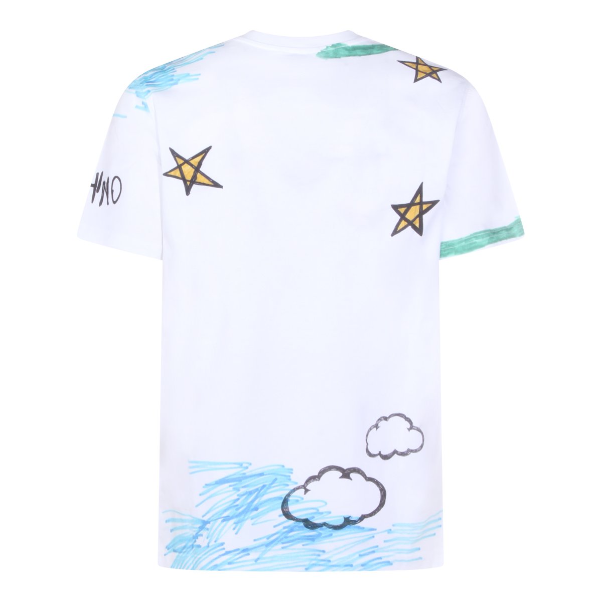 Moschino Minimalist White T-Shirt with Standard Crew Neckline Paars