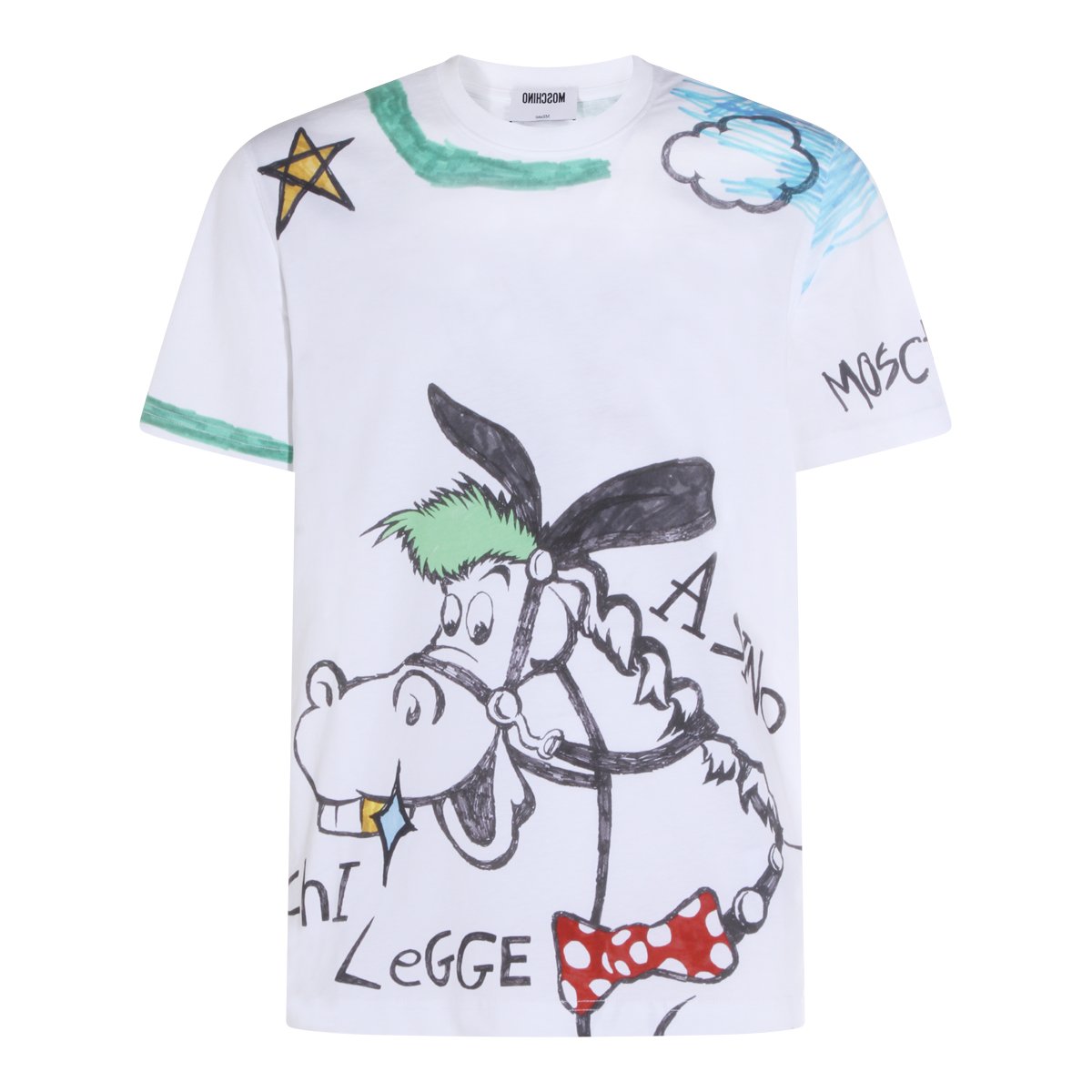 Moschino Minimalist White T-Shirt with Standard Crew Neckline Paars
