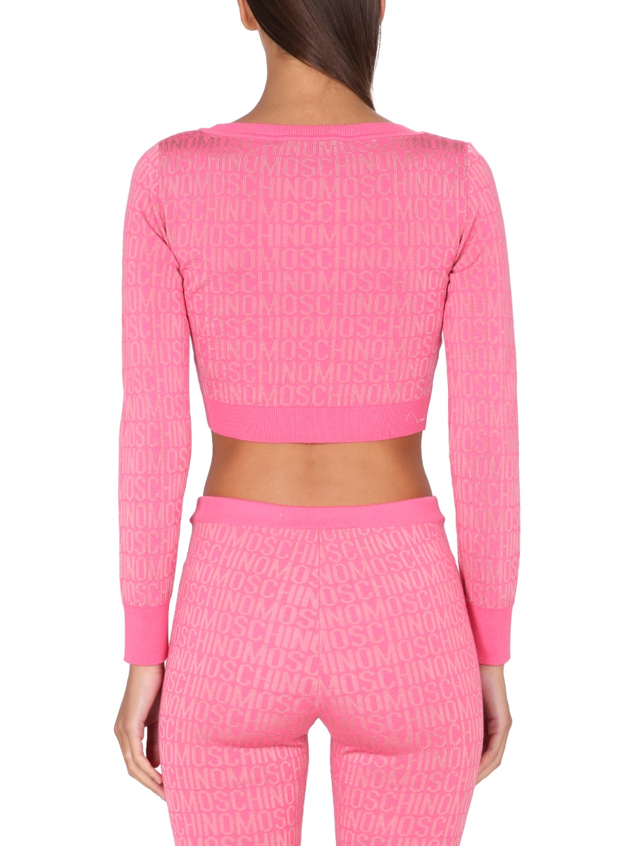 Moschino SHORT ALLOVER LOGO PULLOVER Roze