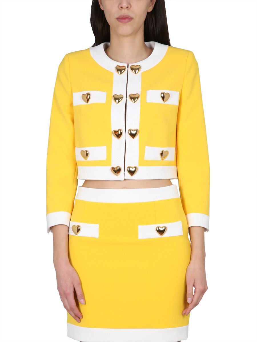 Moschino HEART BUTTONS CREPE JACKET Geel