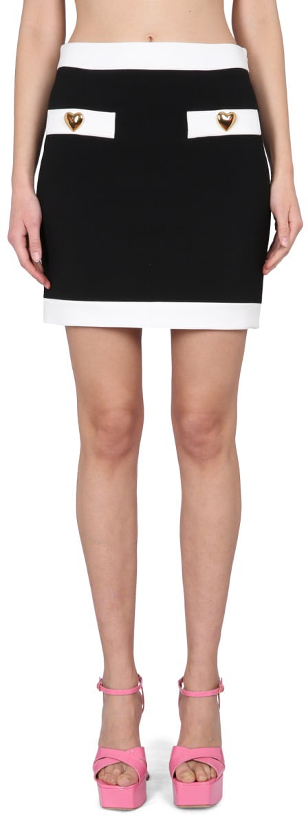 Moschino HEART BUTTONS CREPE MINISKIRT Zwart