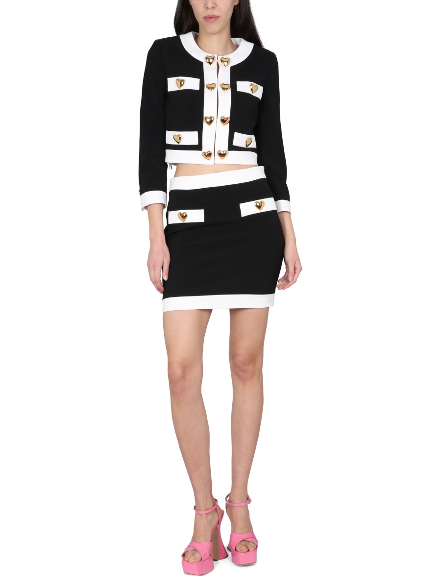 Moschino HEART BUTTONS CREPE MINISKIRT Zwart