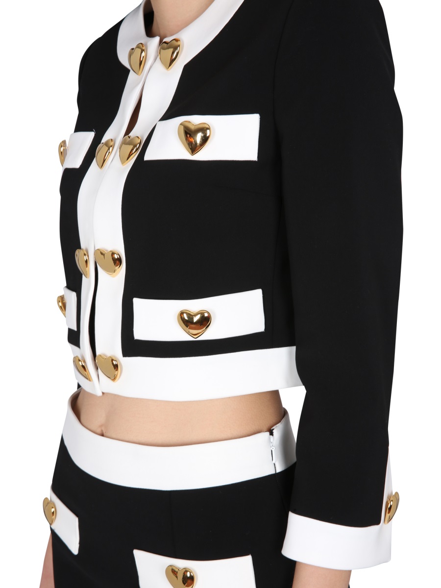 Moschino HEART BUTTONS CREPE JACKET Zwart