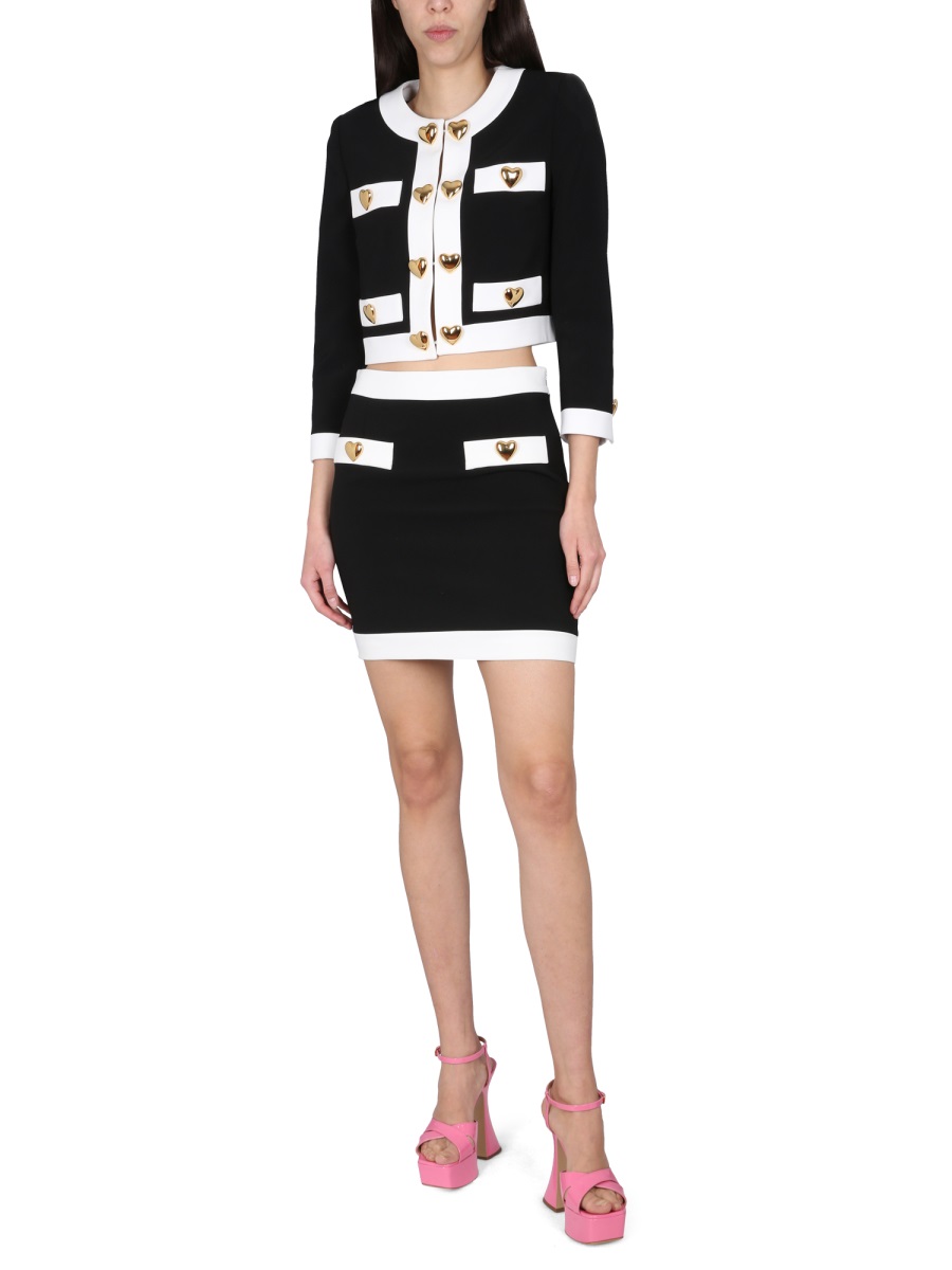 Moschino HEART BUTTONS CREPE JACKET Zwart