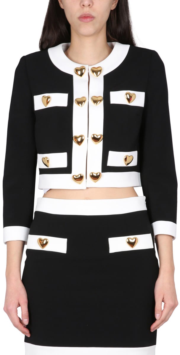 Moschino HEART BUTTONS CREPE JACKET Zwart