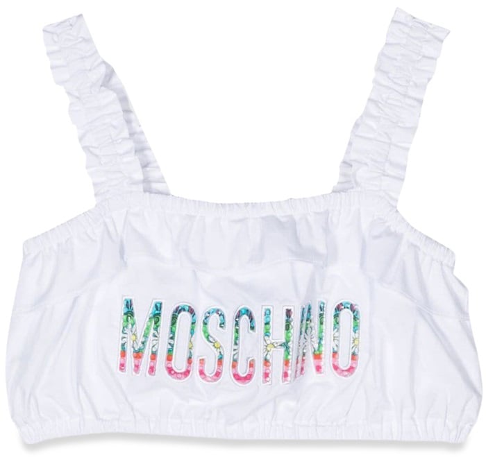 Moschino headband top with logo straps Wit