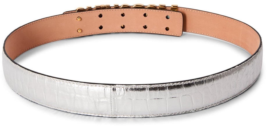Moschino Logo Lettering Buckle Belt Zilver