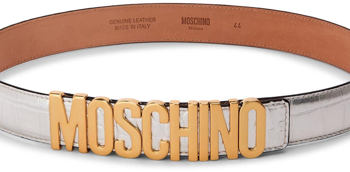 Moschino Logo Lettering Buckle Belt Zilver