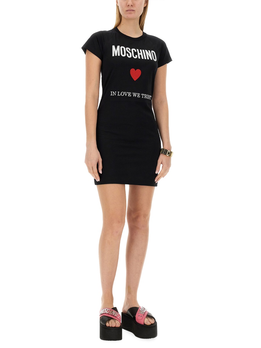 Moschino DRESS WITH LOGO Zwart