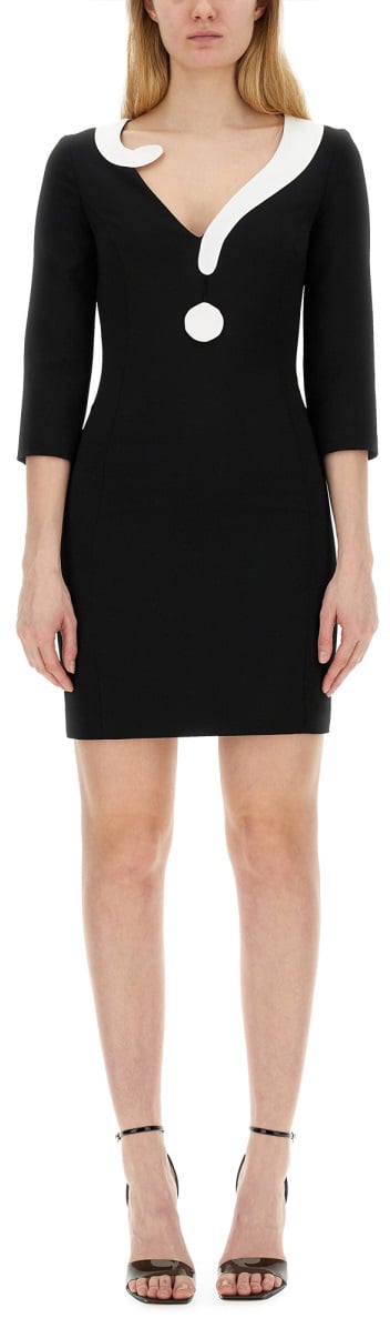 Moschino CREPE HOUSE SYMBOLS DRESS !? Zwart