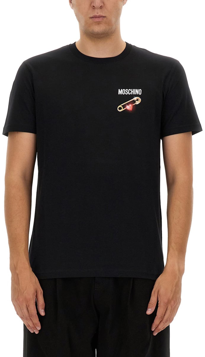 Moschino T-SHIRT WITH LOGO PATCH Zwart
