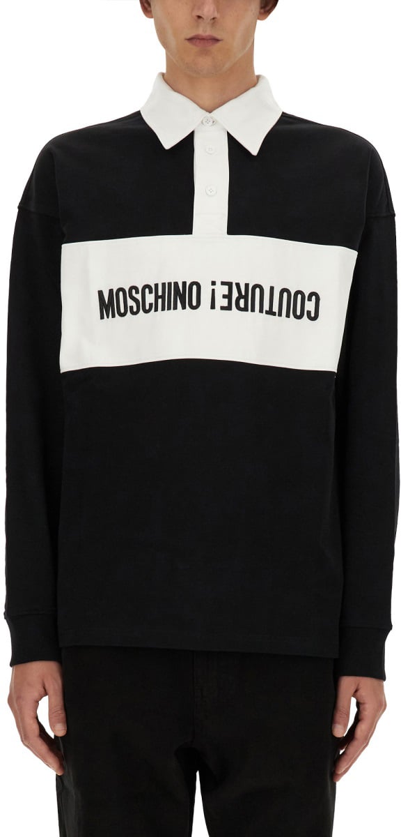 Moschino UPSIDEDOWN LOGO POLO SHIRT Zwart