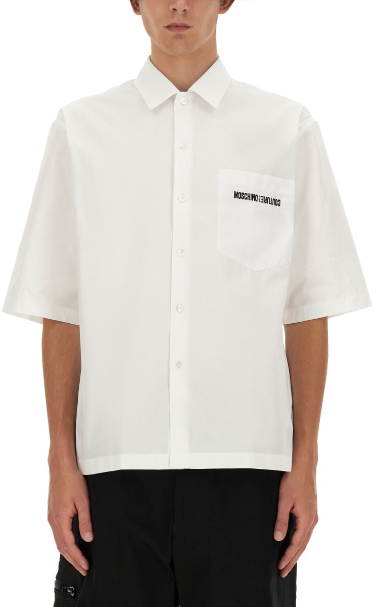 Moschino UPSIDEDOWN LOGO SHIRT Wit